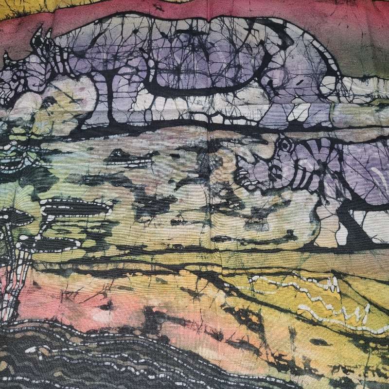 Baobab batik Cloth - Rhino detail - Handmade in the Kingdom of Swaziland - 58cm x 56cm