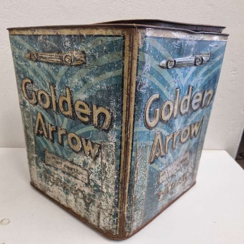Large Vintage Golden Arrow Tabak / Tobacco Tin - 10LBS - 10 Pond