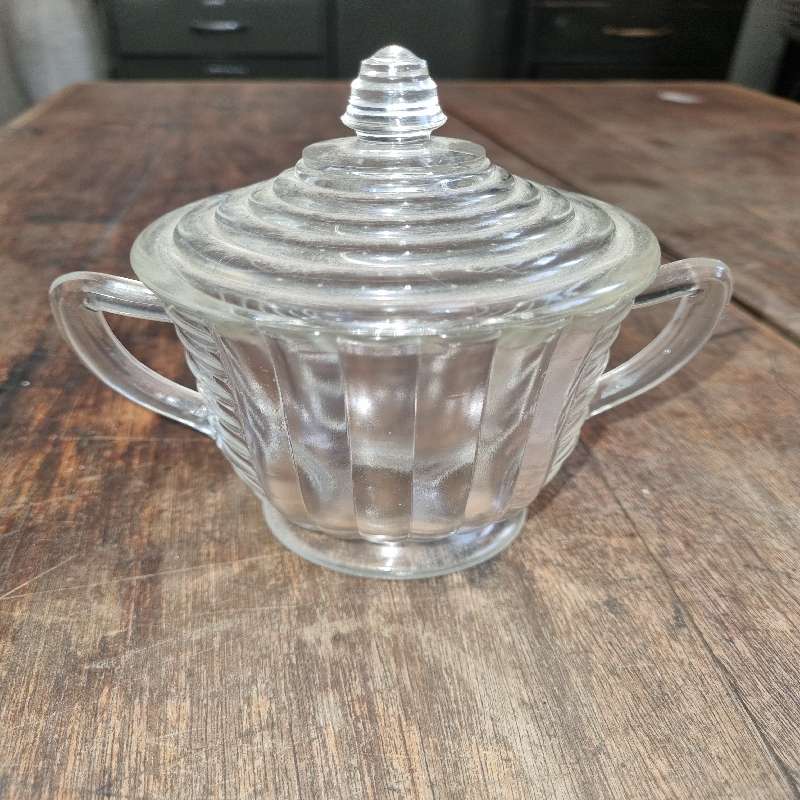 Vintage Glass Sugar Bowl with lid - Perfect condition