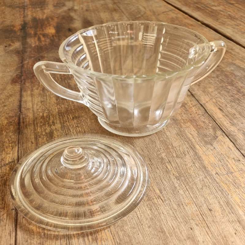 Vintage Glass Sugar Bowl with lid - Perfect condition