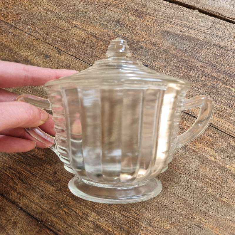 Vintage Glass Sugar Bowl with lid - Perfect condition