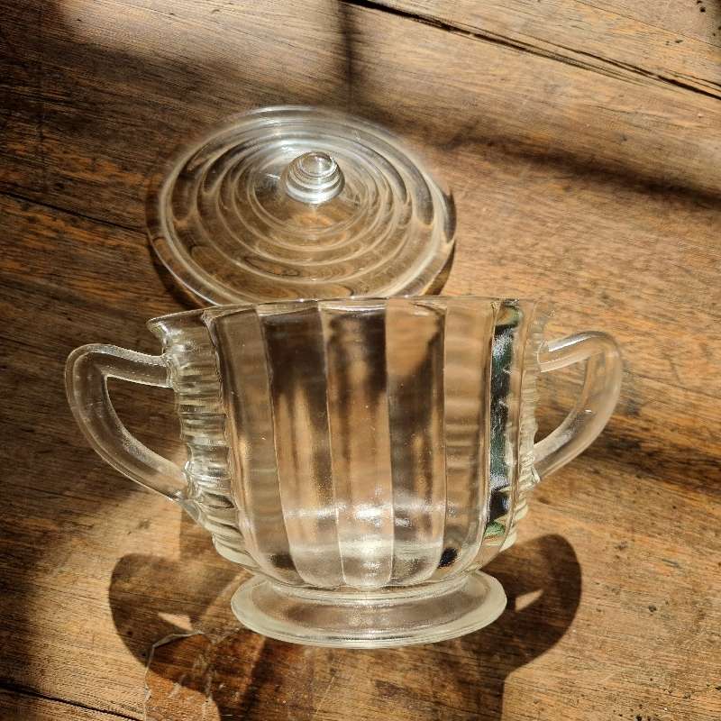 Vintage Glass Sugar Bowl with lid - Perfect condition