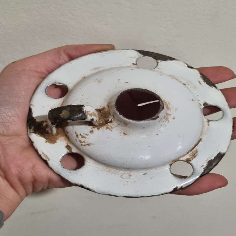 Unusual Vintage Enamel Candle Holder