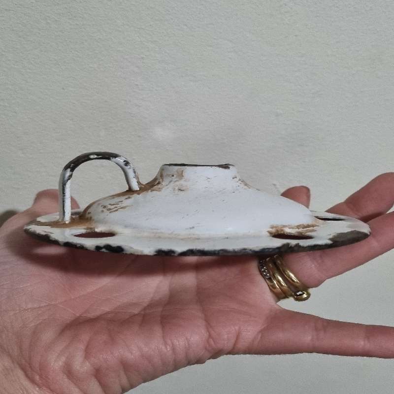 Unusual Vintage Enamel Candle Holder
