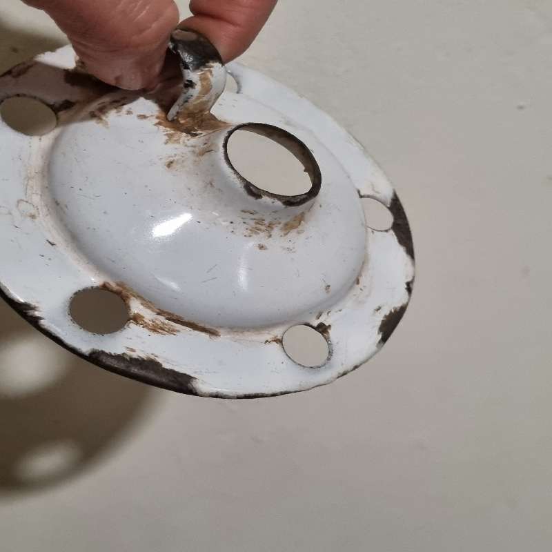 Unusual Vintage Enamel Candle Holder