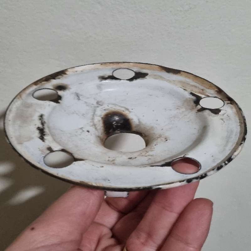 Unusual Vintage Enamel Candle Holder