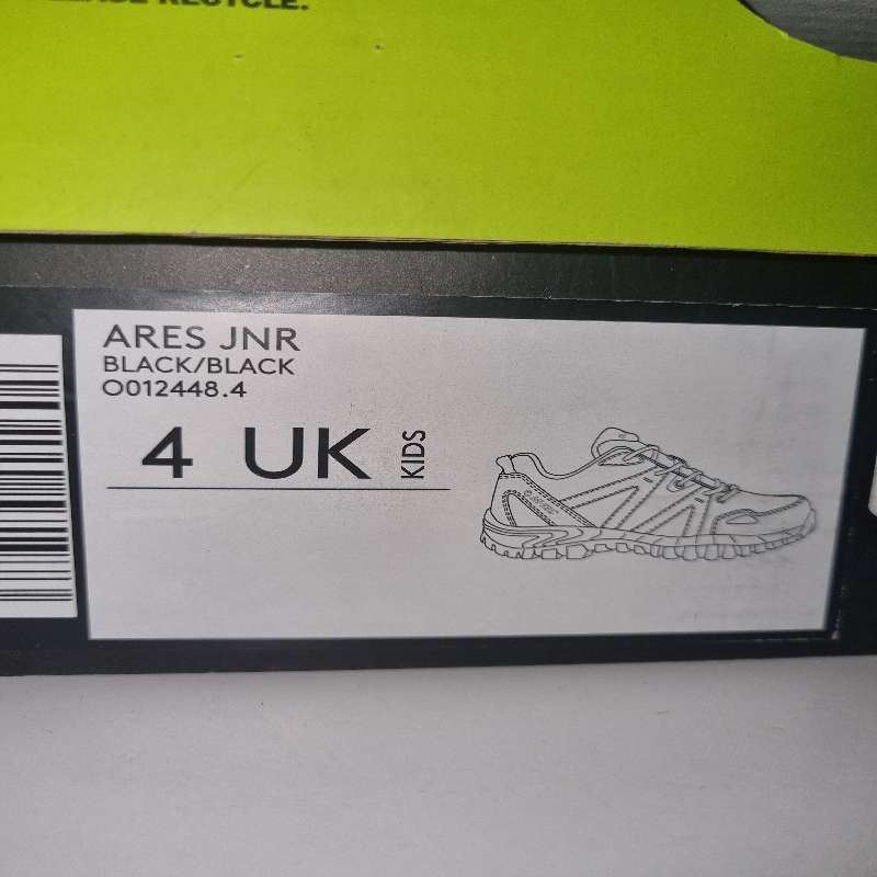 Hi-Tec Black Sneakers - Ares JNR - Size 4 - New - Boxed