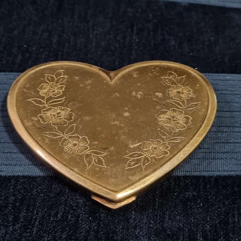 Vintage Heart Shaped Compactum - Made in USA