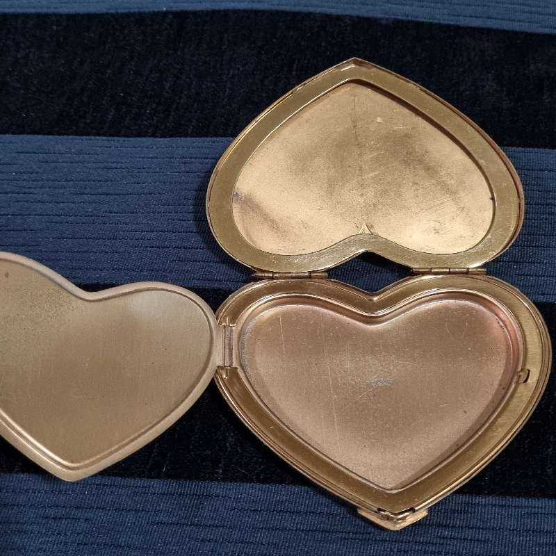 Vintage Heart Shaped Compactum - Made in USA