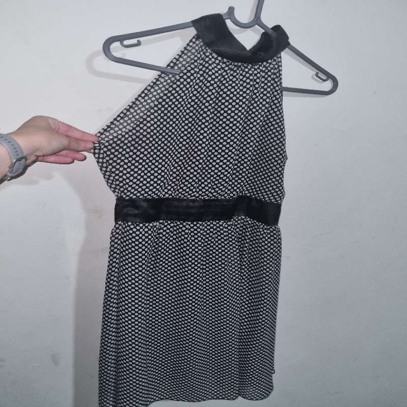 Black and White Dotted Dress - Size L