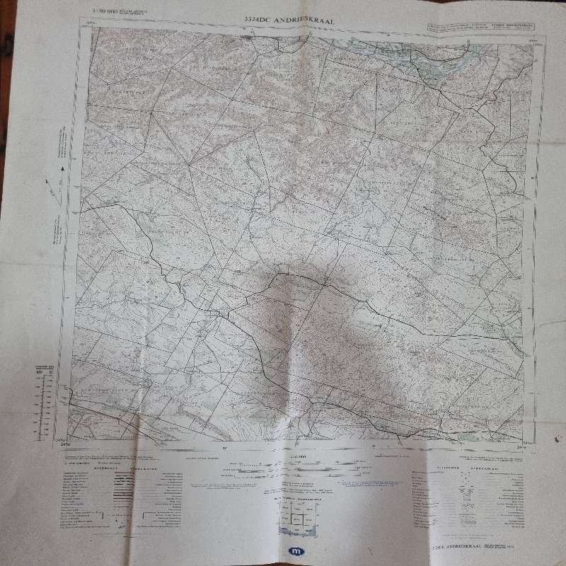 Vintage Andrieskraal Topographical Map - Scale 1:50 000 - 3324DC Andrieskraal
