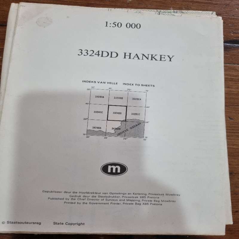 Vintage Hankey Topographical Map - Scale 1:50 000 - 3324 Hankey