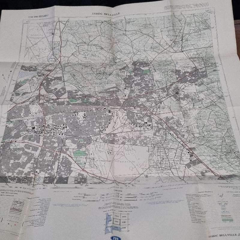 Vintage Bellville Topographical Map - Scale 1:50 000 - 3318DC Bellville