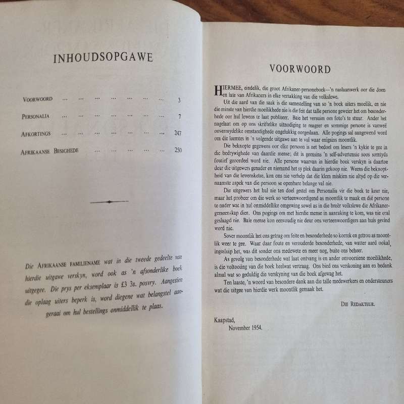 Die Afrikaner Familienaamboek en Personalia - 1955