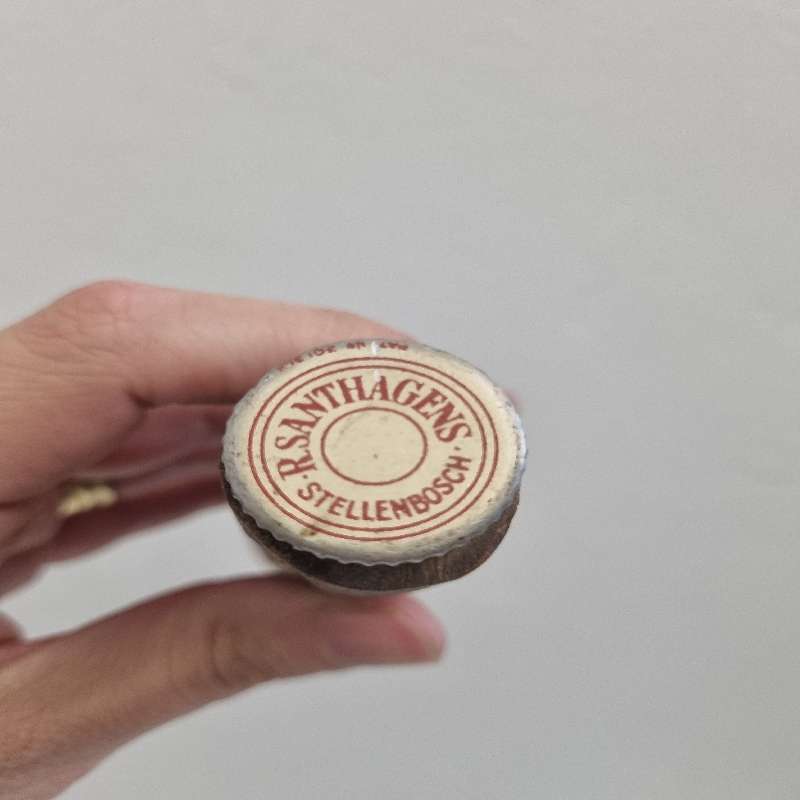 Vintage wooden container with R. Santhagens Stellenbosch lid