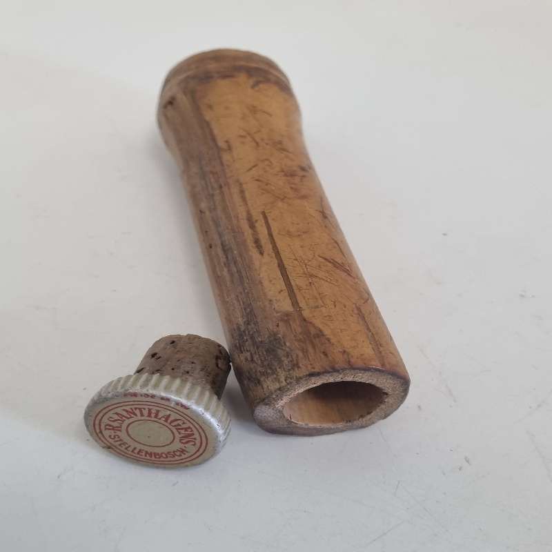 Vintage wooden container with R. Santhagens Stellenbosch lid