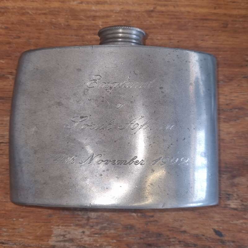 Pewter flask - Sheffield England - England vs South Africa 14th November 1992