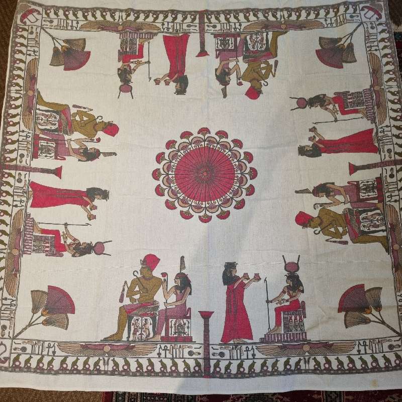 Vintage Tablecloth with Egyptian detail - 1.3m x 1.3m