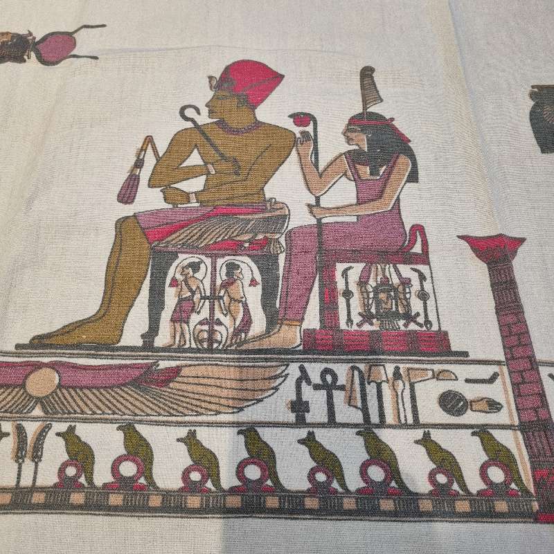 Vintage Tablecloth with Egyptian detail - 1.3m x 1.3m