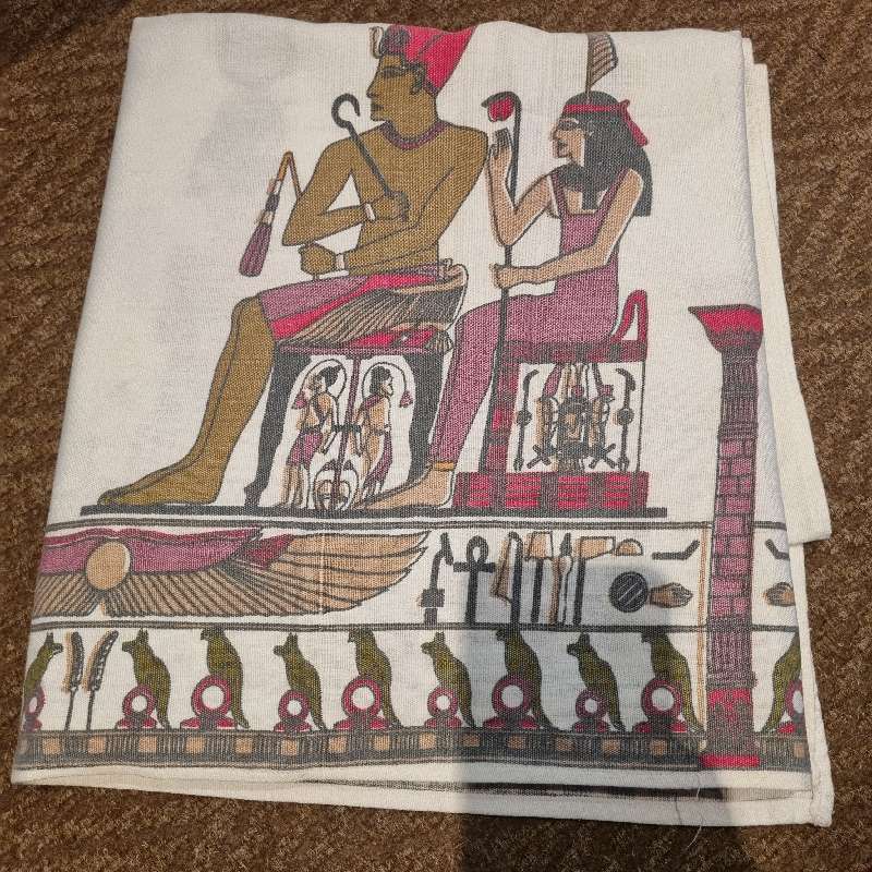 Vintage Tablecloth with Egyptian detail - 1.3m x 1.3m