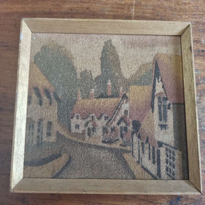 Small Vintage Artwork in wooden frame - 19cm x 14cm - Handmade with Isle of Wight Sands