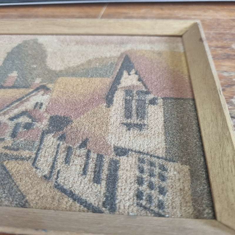 Small Vintage Artwork in wooden frame - 19cm x 14cm - Handmade with Isle of Wight Sands