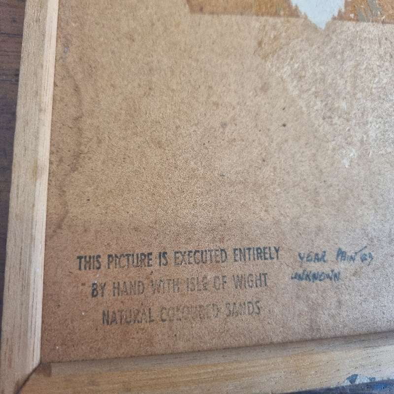 Small Vintage Artwork in wooden frame - 19cm x 14cm - Handmade with Isle of Wight Sands