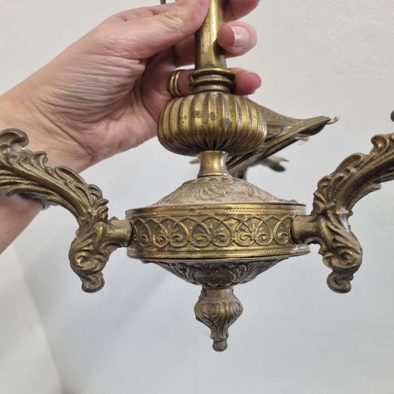 Vintage Brass Chandelier with beautiful detail