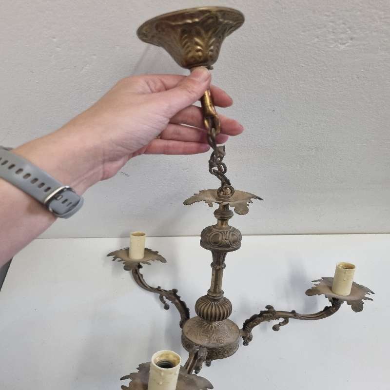 Vintage Brass Chandelier with beautiful detail