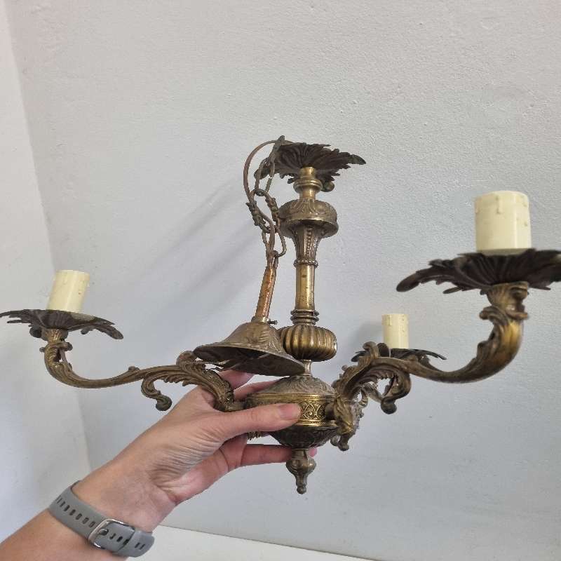 Vintage Brass Chandelier with beautiful detail