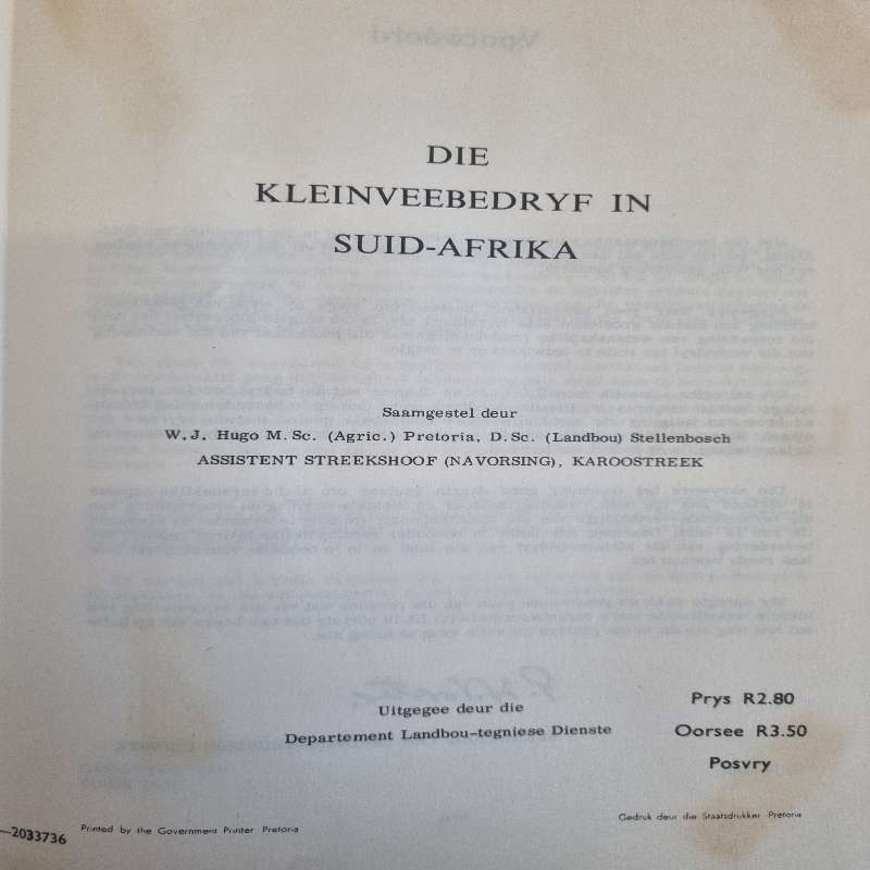Die Kleinveebedryf in Suid-Afrika - 1966