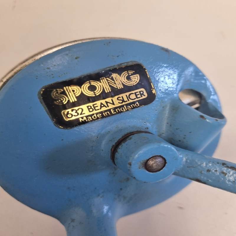 Vintage Metal Bean Slicer - Blue - Spong 632 Bean Slicer - Made in England