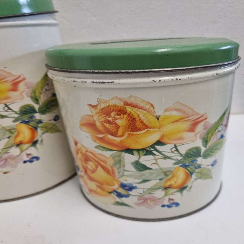 Set of 4 Vintage Goodhope Ware Tins - Floral Detail - Just Beautiful!!