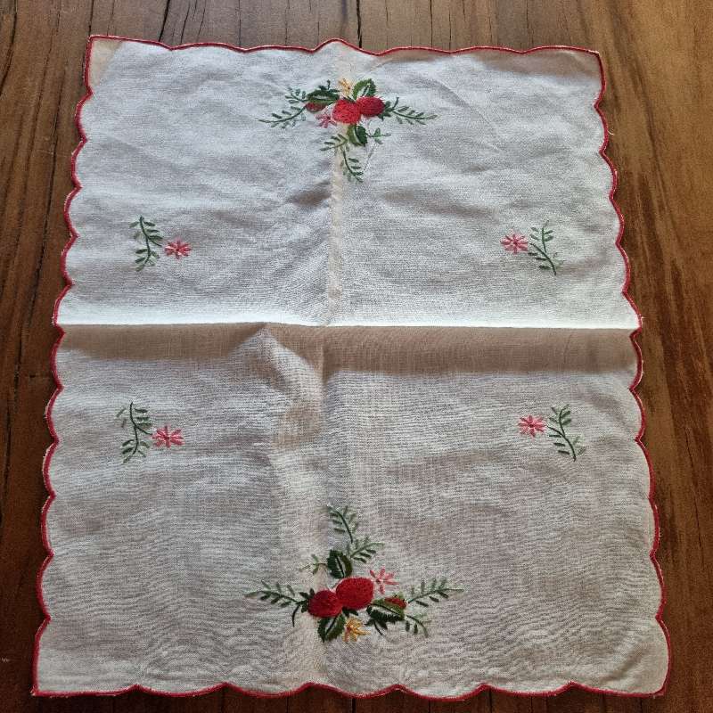 Vintage Embroidered Tea Tray Cloth