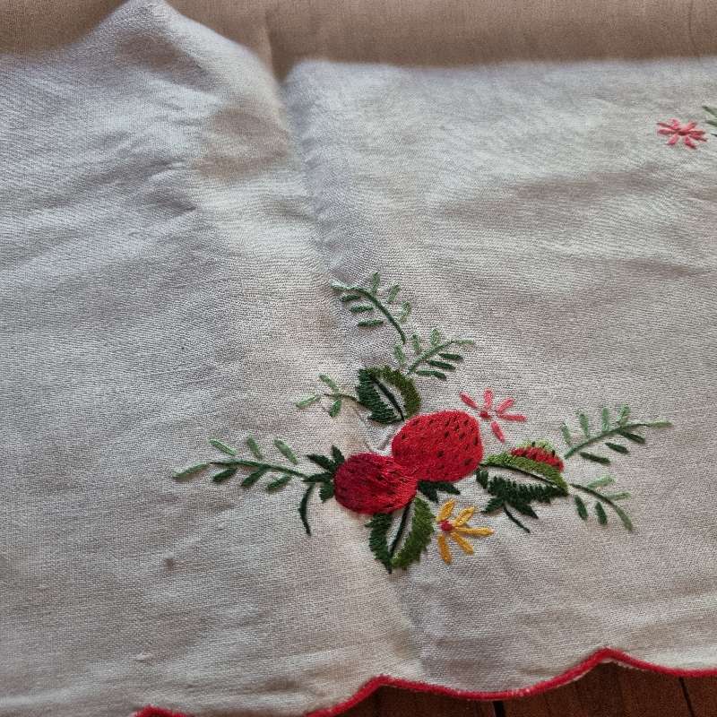 Vintage Embroidered Tea Tray Cloth