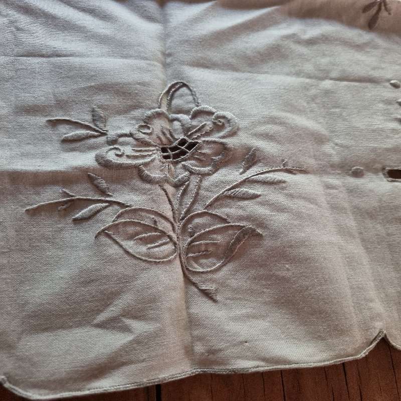 Vintage Embroidered Tea Tray Cloth