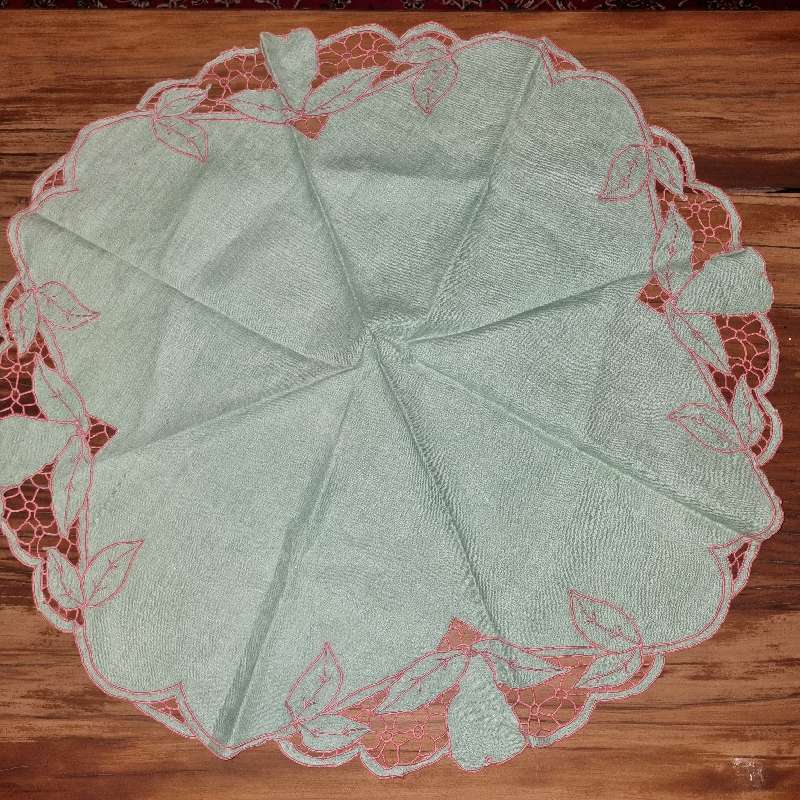 Vintage Green Hand Crafted Tablecloth - Diameter - 65cm