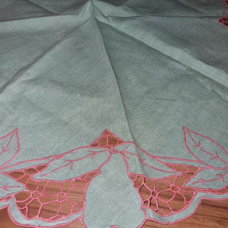 Vintage Green Hand Crafted Tablecloth - Diameter - 65cm