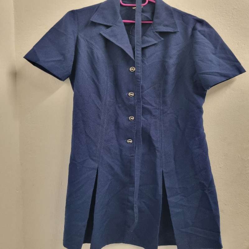 Vintage Navy Dress with Belt - Size M