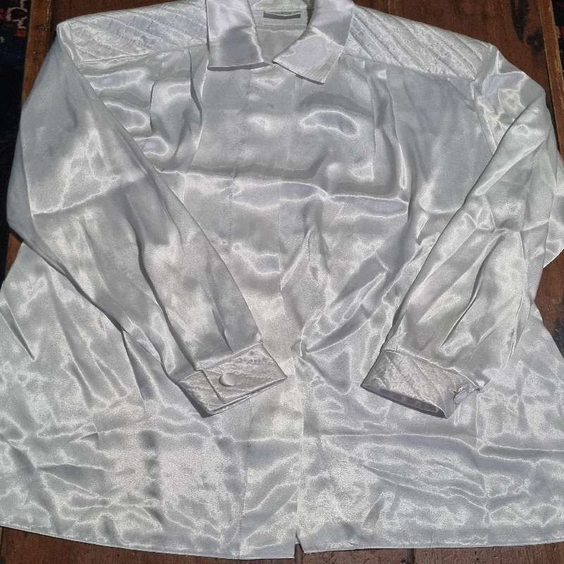 Vintage White Satin Shirt - Woolworths - Size 34