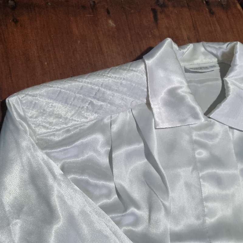 Vintage White Satin Shirt - Woolworths - Size 34