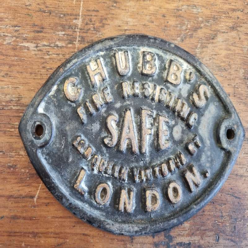 Antique Safe Badge - Cast Iron - Chubb's Fire Resisting Safe - London