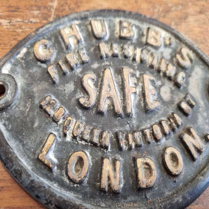 Antique Safe Badge - Cast Iron - Chubb's Fire Resisting Safe - London