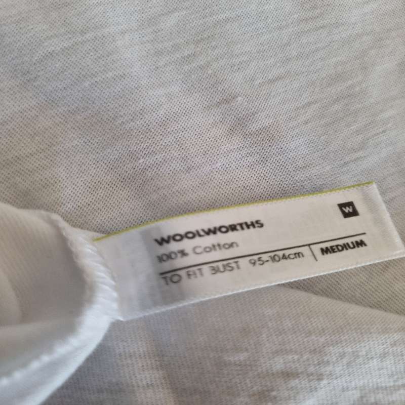 White Woolworths Cotton T-Shirt with pearl detail - Size M - Never worn