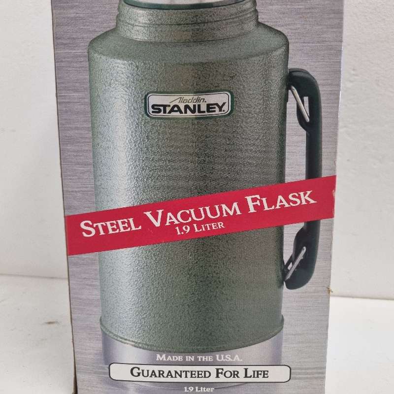 Vintage Aladdin Stanley 1.9 Litre Steel Vacuum Flask in Original Packaging