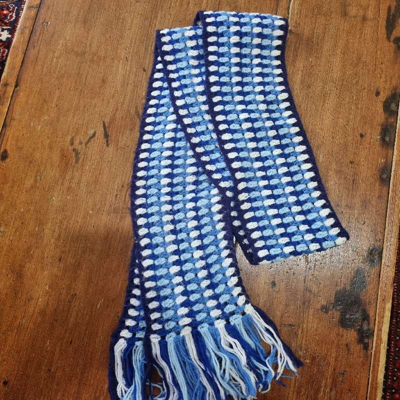 Beautiful Long Crochet Scarf in shades of Blue
