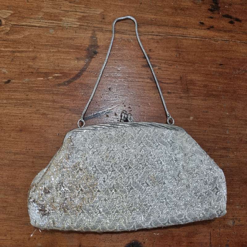 Vintage silver evening clutch bag