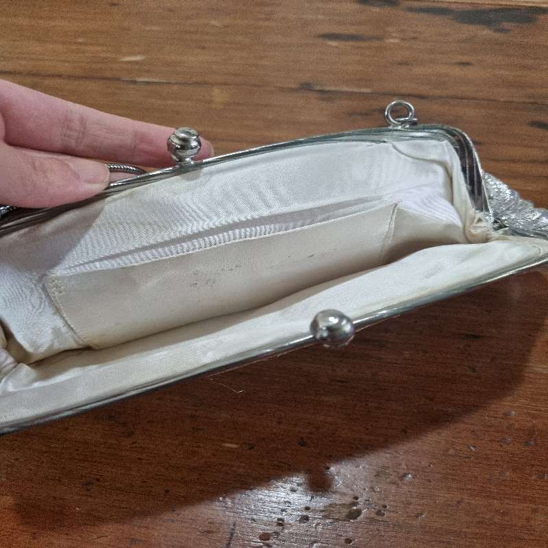 Vintage silver evening clutch bag