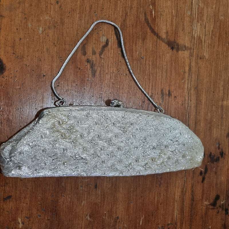 Vintage silver evening clutch bag
