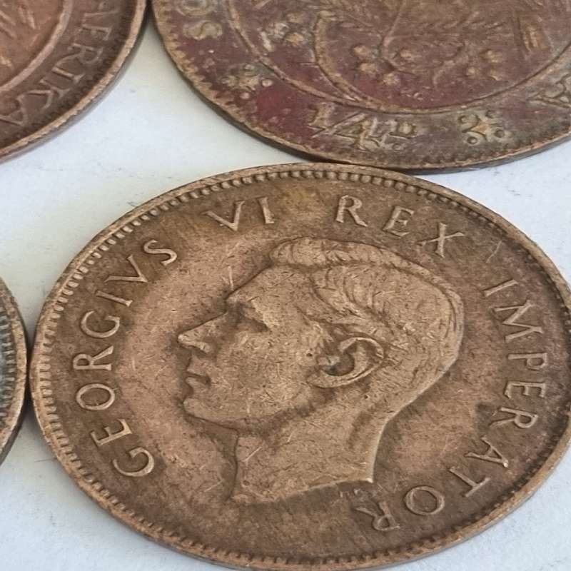 4 x 1/4D Coins - 1/4 Penny - Vintage coins - 2 x 1942, 1 x 1943 & 1 x 1955